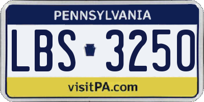 PA license plate LBS3250