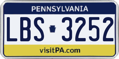 PA license plate LBS3252