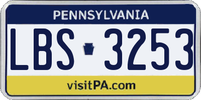 PA license plate LBS3253