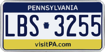 PA license plate LBS3255