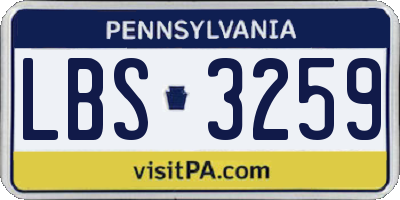 PA license plate LBS3259