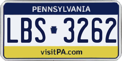 PA license plate LBS3262