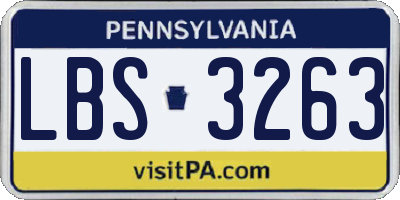 PA license plate LBS3263