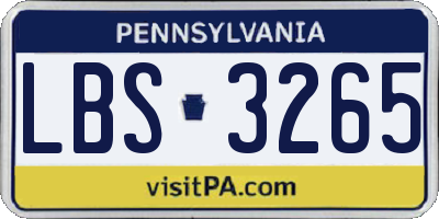 PA license plate LBS3265
