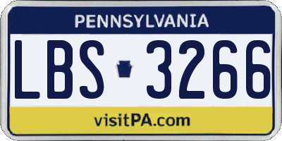 PA license plate LBS3266