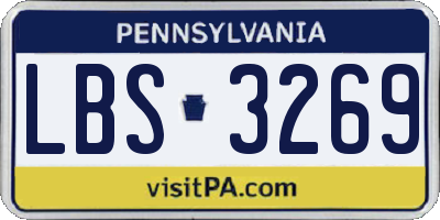 PA license plate LBS3269