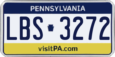 PA license plate LBS3272