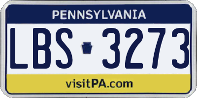 PA license plate LBS3273