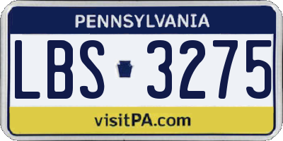 PA license plate LBS3275
