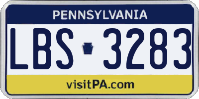 PA license plate LBS3283