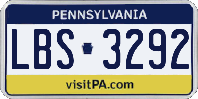 PA license plate LBS3292