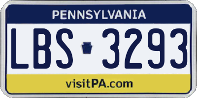 PA license plate LBS3293