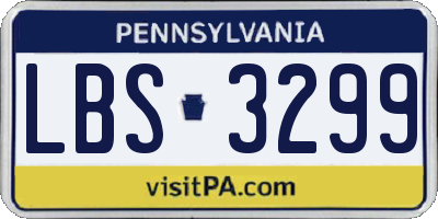 PA license plate LBS3299