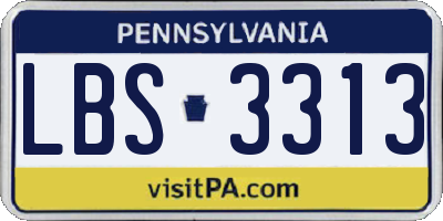 PA license plate LBS3313