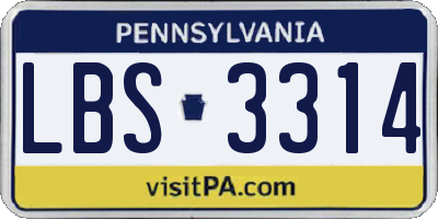 PA license plate LBS3314