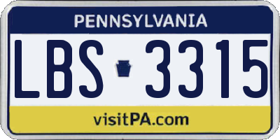 PA license plate LBS3315