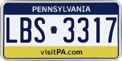 PA license plate LBS3317