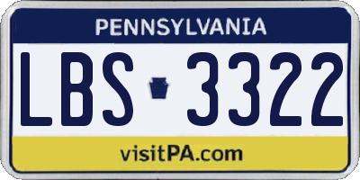 PA license plate LBS3322