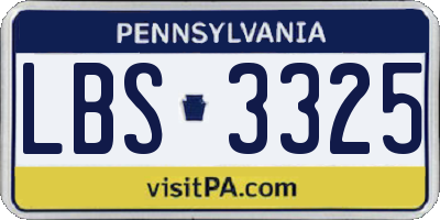 PA license plate LBS3325