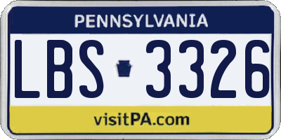 PA license plate LBS3326
