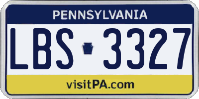 PA license plate LBS3327