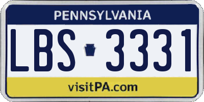 PA license plate LBS3331