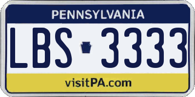 PA license plate LBS3333