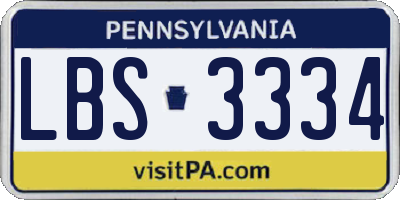 PA license plate LBS3334