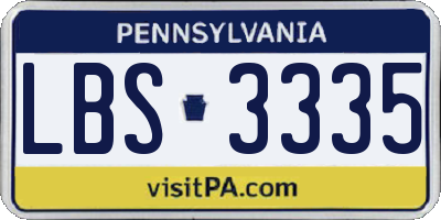 PA license plate LBS3335