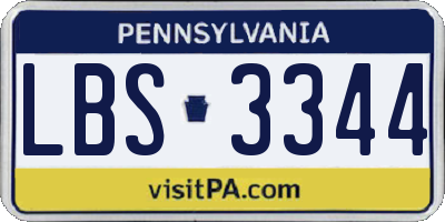 PA license plate LBS3344