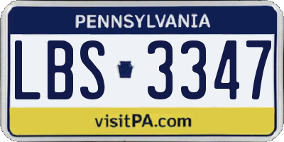 PA license plate LBS3347