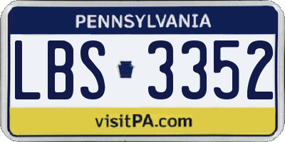 PA license plate LBS3352