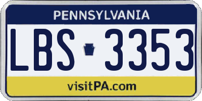 PA license plate LBS3353