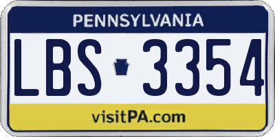 PA license plate LBS3354