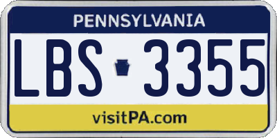 PA license plate LBS3355