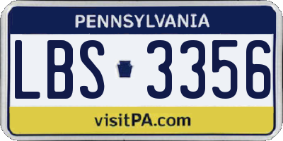 PA license plate LBS3356