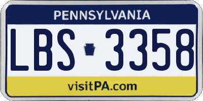 PA license plate LBS3358