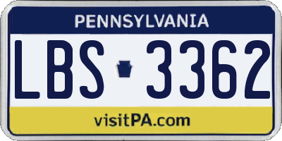 PA license plate LBS3362