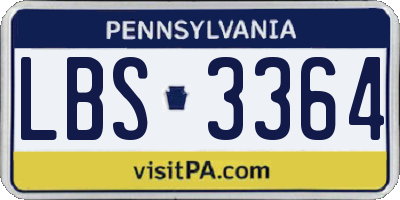 PA license plate LBS3364