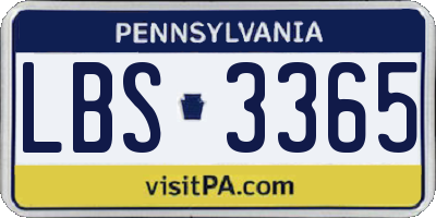PA license plate LBS3365