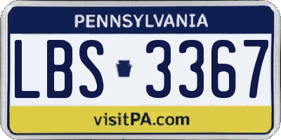 PA license plate LBS3367