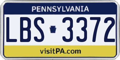 PA license plate LBS3372