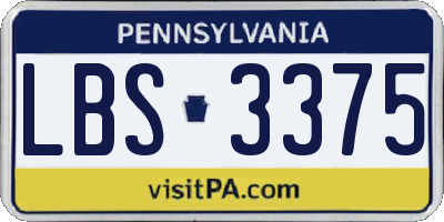 PA license plate LBS3375