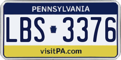 PA license plate LBS3376