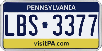 PA license plate LBS3377