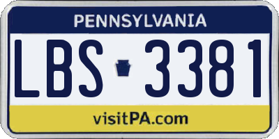 PA license plate LBS3381