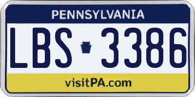 PA license plate LBS3386