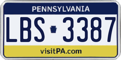PA license plate LBS3387