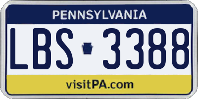 PA license plate LBS3388