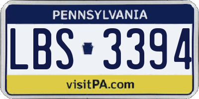 PA license plate LBS3394
